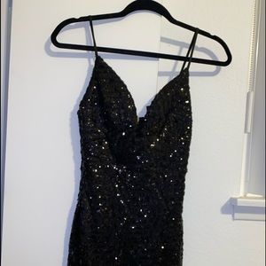 Black sequence mini dress